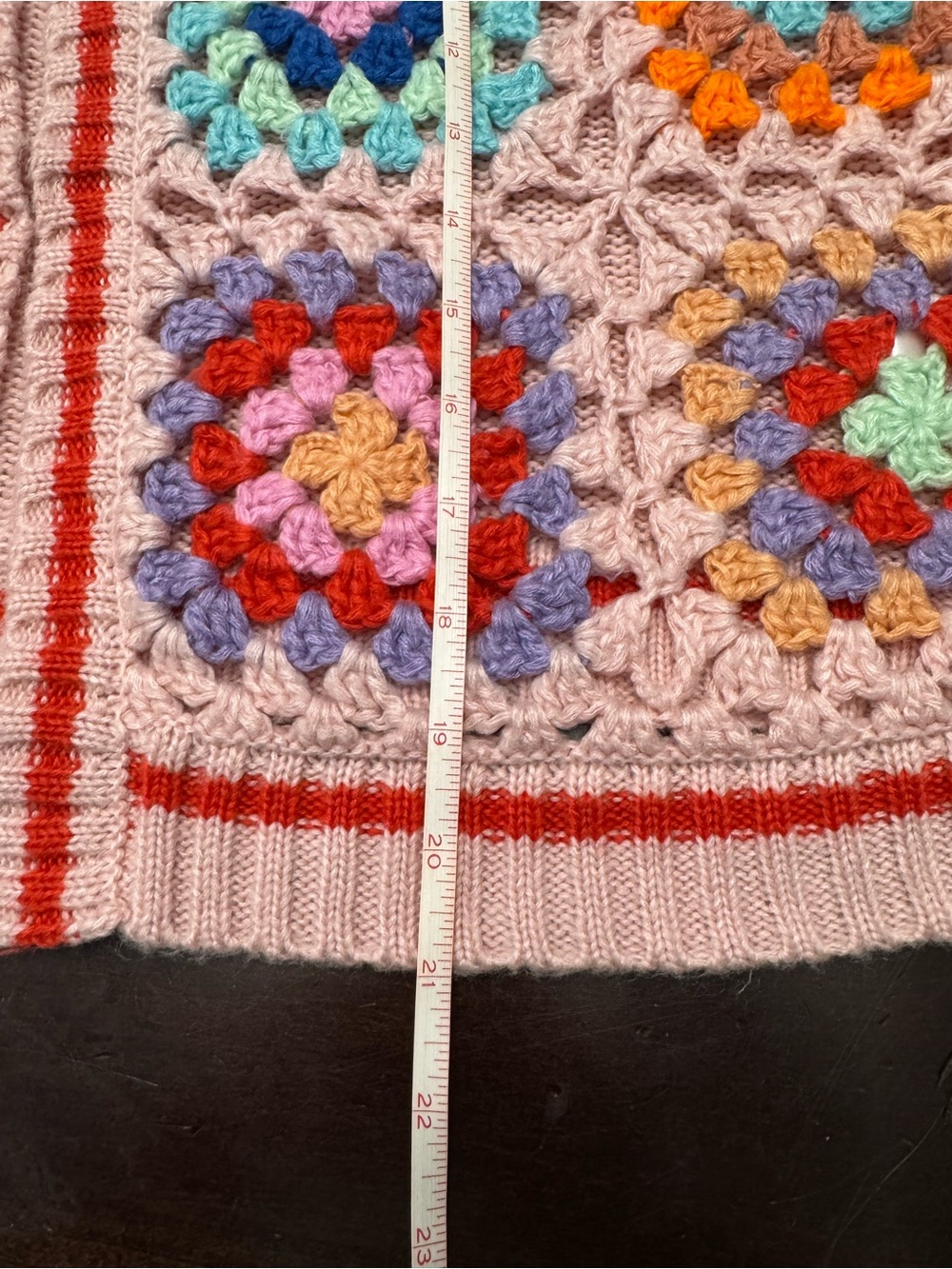 Pink Lily Pastel Pink Crochet Patchwork Cardigan - Picture 16 of 17